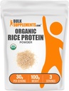 BulkSupplements.com Pólvora de arroz orgánico - Proteína vegetal vegana, desflavorada - Vegan & Gluten libre, 30g por servidumbre, 100g (3.5 oz) (Pack de 1)
