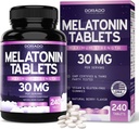 Melatonina 30mg Tablas para Adultos (240 Tablets) - Mesa rápida Dissolve con 30 mg de Melatonina Por Tablet - Gluten-Free, Non-GMO, 100% Vegetariano, " Great Tasting - Mixed Berry Flavor - Made in USA