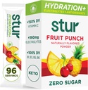 Stur Electrolytes Powder Hydration Packets ← Fruit Punch ← Sugar Free Water Flavor Packets for Workout Recovery ← High Antioxidants &amp; B Vitaminas ← Keto, Vegan, Non-GMO, Paleo, 96 Packets