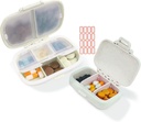 2 Pack Pill Organizer Box - Dispenser pequeño de píldoras Inicio Esenciales de viaje Suplemento Holder Portable Vitamin Case 8 Compartment &amp; 3 Containment Container Daily Medicine