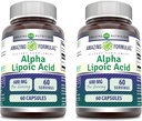 Fórmulas increíbles Ácido Lipoico alfa TENIDO 600 Mg Por Servir Suplemento TENIDO Capsules TENIDO NO-OMG TENIDO Gluten Free TEN Made in USA (60 TENIDO 2 Pack)