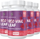 Red Vine Leaf Extracto 1400mg &amp; Horse Chestnut Extracto 100mg Suplemento para Leg, Veinte, Circulación, Corazón, Piel (60 cápsulas - 4 botella)