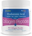 Hialogic Collagen Peptides Powder w/Hyaluronic Acid, Hydrolyzed Types 1 & 3, Grass Fed, Keto Protein Powder Supplement for Hair Growth, Skin, Nails, Joints Unflavored Easy to Mix 6.4 oz (180 gr.)