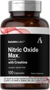 Horbäach Nitric Oxide Suplemento con Creatine Silencio 100 Capsules  L Citrulline, L Arginine, y Creatine Monohydrate ← Non-GMO, Gluten Free ← Berkshire Labs
