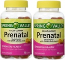 Spring Valley Adult Gummy Prenatal Multivitamin con DHA & ácido fólico (Pack of 2) 180 Gummies Total