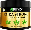 5kind Extra Strong Hemp Cream 10.1 fl oz - Maximum Strength - Natural Soothing Relief Joint Cream - Muscle Rub for Lower Back, Joints, Neck, Knees & Hombros