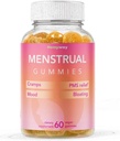 Gummies menstruales para las mujeres pueden ayudar a soplar, alivio de periodo ¦ Plant-Based ¦ Cramp Bark, Magnesium, Chaste Berry Silencio Vegan ← Orange 60ct