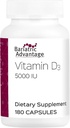 Bariatric Advantage Vitamina D3 5.000 UI - Bariatric Vitamina D Capsules - Water-Miscible - Bone Strength Support* - Easy Swallow Capsule - 180 Count
