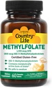 Country Life Methylfolate Chewable Tablets - Metabolically Active Folate - Great Tasting Orange Flavor - Gluten-Free - Smooth Melts - Vegan B12 - Women's Vitamins - Daily Supplement - 60 Tablets