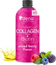 Zena Nutrition Liquid Collagen for Women &amp; Men (Type 1 " 2) " 5000mcg Biotin, 2500mg Verisol Bioactive Collagen Peptides, Hair, Skin, Nail Supplement, Mixed Berry, 60 Servings, 20.3 fl oz