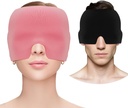Migraine Headache Relief Cap, Gel Cooling Eye Mask, Migraine Relief Cap Hot &amp; Cold Therapy Hangover Hat Mask Odorless Migraine Headache Hat for Sinus, Puffy Eyes, Tension, Stress Relief - Pink