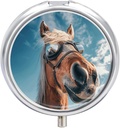 3 Caja de Píldora Pill Containe Horse Brown Fur Pillbox Case for Travel Small Pill Organizer for Vitamins Fish Oil Box Suplemento Caja