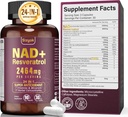 Suplemento NAD 1100mg Puro Suplemento Orgánico, Liposomal NAD Resveratrol para Hombres Mujer, Boost NAD+ para Defensa de Envejecimiento, Energía Celular, Focus - Ultra Antioxidante, 90 cápsulas