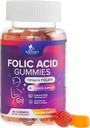 Folic Acid Gummies for Women 785 mcg, Essential Prenatal Vitamins for Mom & Baby, Vegan Folic Supplement Gummy, Daily Vitamin B9 Extra Strength Folate, Before During After Pregnancy - 60 Gummies