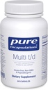 Encapsulaciones Puras Multi T/D - Suplemento Mineral Multivitamínico - para el Bienestar Diario, Cardiovascular &amp; Salud Inmunitaria* - Rico en vitaminas " Minerales - Gluten Gratis " Vegetariano - 60 cápsulas