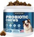 Probióticos para perros, Mejorar las picaduras de picazón de la piel, Gut Health, Yeast Balance, Alergías, Inmunity, Dog Probiotics and Digestive Enzymes with Prebiotics, Reduce la diarrea (Chicken, 120 chews)