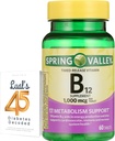 Spring Valley Timed-Release Vitamina B12 Tablets, 1.000 Mcg, 60 Cuenta, Complejo B12 para Mujer y Hombre Agrupación con 45 Diabetes Decodificados