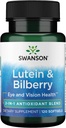 Swanson Standardized Lutein &amp; Bilberry - Suplemento Natural Promoción de la vista " Ojo Salud - Fórmula para ayudar a reducir la fatiga ocular " Strain - (120 Softgels)