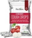 HERBION Naturals Cough Drops with Natural Cherry Flavor, Dietary Supplement, Soothes Cough, for Adults and Children Over 6 Years, 25 Drops, No Artificial Flavor, Pack of 1