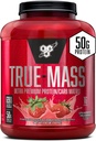 BSN TRUE-MASS Weight Gainer, Muscle Mass Gainer Protein Powder, Strawberry Milkshake, 5.82 libras