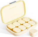 Organizador diario de píldoras, 8 compartimentos Caja de píldoras portátiles, Moisture-Proof Pill Case, Pill Dispensers, Travel Pill Container, to Hold Vitamins Pills Cod Liver Oil Tablas regulares (Cream White)