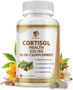 Suplementos de 10 en-1 Cortisol con Magnesio, Ashwagandha, Chamomile, L-Theanine, Phosphatidylserine, St. John's Wort, Astragalus, Vitamina C & D3, para Mujeres Hombres, 120 cápsulas Vegan durante 2 meses, No GMO