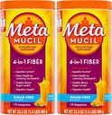 Metamucil, Daily Psyllium Husk Powder Supplement, Sugar-Free Powder, 4-in-1 Fiber for Digestive Health, Orange Flavored Drink, 114 teaspoons, 1.4 Pound (Pack of 2)