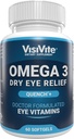 Omega 3 suplementos de ojos secos con EPA y DHA - VisiVite Dry Eye Relief Quench+ Vitaminas de ojos para ojos secos con Omega 3 Suplemento - Vitaminas de ojos secos Hecho con Omega 3 Aceite de pescado - 60 Softgels.