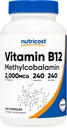 Nutricost Vitamin B12 (Methylcobalamin) 2000mcg, 240 Capsules - Vegetarian Caps, Non-GMO, Gluten Free B12 Supplement