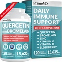 28-en-1 Quercetina con suplemento de bromelaina para el soporte diario de defensa inmunitaria - Quercetina con vitamina C y zinc para adultos Enriquecido con vitamina D y aderberry (120ct)