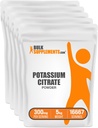 BulkSupplements.com Potassium Citrate Powder - for Hydration Support, Mineral Supplement, Potassium 99mg - Gluten Free, 300mg por Serving, 1kg (2.2 lbs) (Pack of 5)