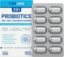Probióticos 3 en 1 - Prebióticos + Probióticos + Postbióticos ¡Todo en uno! Nitrógeno purgado, Empaquetado individualmente en doble lámina Blister para la frescura - 60 gorros de Veg por laboratorios CGM