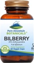 Pure Mountain Botanicals Bilberry Extract Suplemento Vegan Kosher Capsules con 250 mg de hoja de arándano orgánico &amp; 50 mg Potent Extract of Billberries