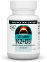 Fuente Naturales Vitamina K2 + D3 Complejo de Salud Corporal - con Vitamina D3, Vitamina K2 (MK-7) y Calcio - 30 Tabletas