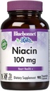 Bluebonnet Niacin 100mg Vitamina B3 Ácido Nicotínico - Heart Health Support for Women &amp; Men* - Non-GMO, Vegan, Kosher, Gluten-Free, Soy-Free, Dairy-Free Flush Niacin Suplemento - 90 cápsulas vegetales