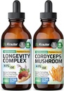 BIO KRAUTER Longevity Mushroom Tincture 4 Fl. Oz. & Cordyceps Mushroom Tintura 4 Fl. Oz.
