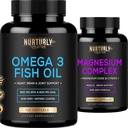 Complejo de magnesio y aceite de pescado Omega 3 - Citrato de magnesio 500MG – aceite de pescado 2000mg, 800 mg EPA y 600 mg DHA - relajación muscular, sueño y energía, salud ósea, cerebro y corazón
