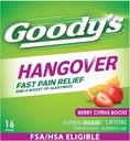 Goody's Hangover Relief Powder, Doble Acción Fast Headache Dolor de dolor con Aspirina y Caffeine, Berry Citrus Flavor, 16 Conde