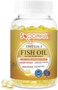 Spoonful Mini Omega 3 Fish Oil, iFOS Certified, 1290 mg Por Serving, 120 Softgels Pearls, Small Size Easy to Swallow Capsules for Women and Seniors, Made in USA