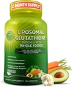 Liposomal Glutathione 500mg - Formulario activo L Glutathione (Reducido) para la absorción máxima - Hecho con alimentos orgánicos enteros - Antioxidante maestro " Detoxificador - Immune " Cardiovascular Support - 120 count