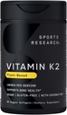 Sports Research® Vitamin K2 como MK-7 100mcg con aceite de MCT de coco - 60 Veggie Softgels (2 mes de suministro) Certified Vegan, No GMO Verified, Gluten &amp; Soy Free
