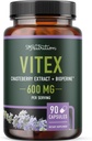 Vitex Chasteberry Suplemento 600mg ANTE Agnus Castus for Women's Hormone Balance, Menopause, Menstrual Regularity &amp; Hormonal Acne* TEN Certified Gluten-Free, Vegetarian TEN 90 Capsules, 3-Month Supply
