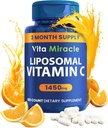 Vitamina Liposomal C 1450mg - 180 cápsulas Ultra Absorción Ácido ascóbico VIT C admite sistema inmunológico Antioxidante soluble &amp; Booster colágeno Comparar con vitamina C 1000mg o 500mg No GMO Vegan