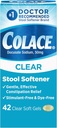 Colace Softener de taburete transparente para el alivio eficaz del estreñimiento suave, #1 Doctor Recomendado de alcohol de la marca de suavizador, Dye Gratis, 50 mg Docusate Capsules, 42 Conde