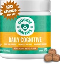 Doggie Dailies Cognitive Puppy Chews, Vitaminas con DHA, Selenium, Organic Ashwagandha & Antioxidants to Support Brain Health, Nervous System Function " Promote Calmness (Peanut Butter) 120 Soft Chews