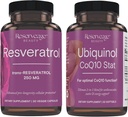 Belleza de reserva, Resveratrol 250 mg, Suplemento antioxidante para la salud cardíaca y celular 30 caps " Ubiquinol CoQ10 Stat - Apoyo para el sistema cardiovascular, niveles de energía " salud celular - 30