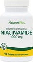 NaturesPlus Niacinamide, Sustained Release - 1000 mg, 90 Tablets - High-Potency Vitamin B3 Supplement - Vegetarian, Gluten Free - 90 Servings