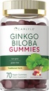 Carlyle Ginkgo Biloba 300mg ← 70 Gummies TEN 45:1 Extracto de hoja con Peach Raspberry Flavor ANTE Vegan, Non-GMO, Gluten Free Supplement