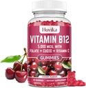 Vitamina B12 Complejo 5000 mcg Metil B12, Adenosyl B12 & Hydroxy B12, con Coenzyme Q10, Folate, Vitamina C, Chewable B 12 para soporte energético, metabolismo, salud ósea - sabor cereza