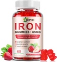 Suplemento de hierro Gummies, 65mg Hierro y 250mg Vitamina C para Mujer Hombre Niños, Natural Vegan Iron Gummy con Vitamina A, B-Complex, Biotina, Zinc &amp; Folate Energy Support &amp; Immune Health, 60 Gummies